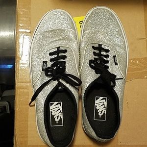 Van's Sparkly Silver Shoes Mens 9 Womens 10.5